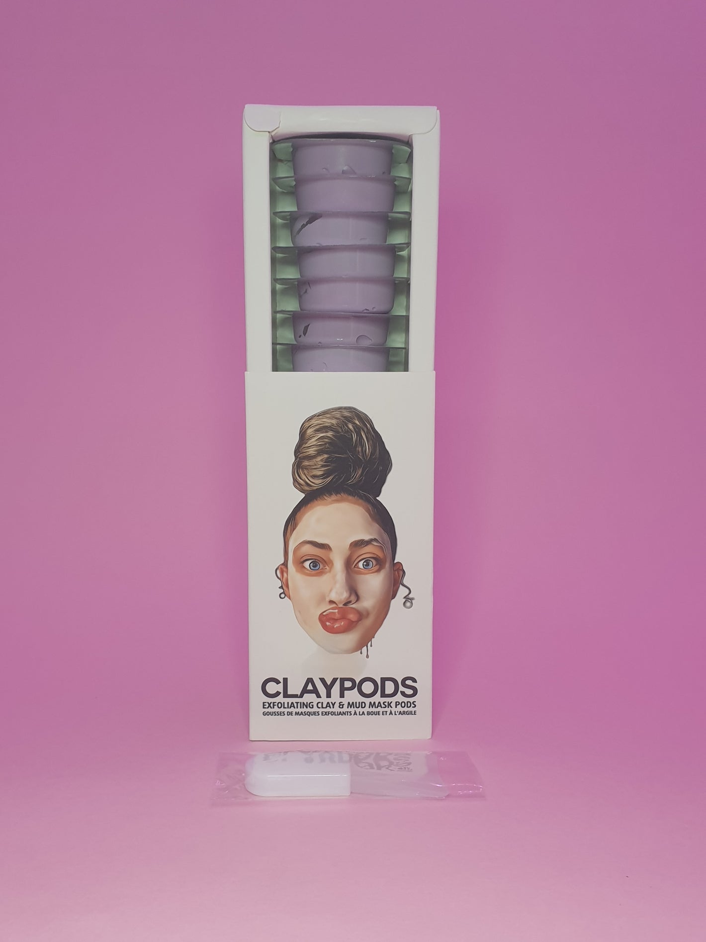 eggplant clay pods with mud mask brush