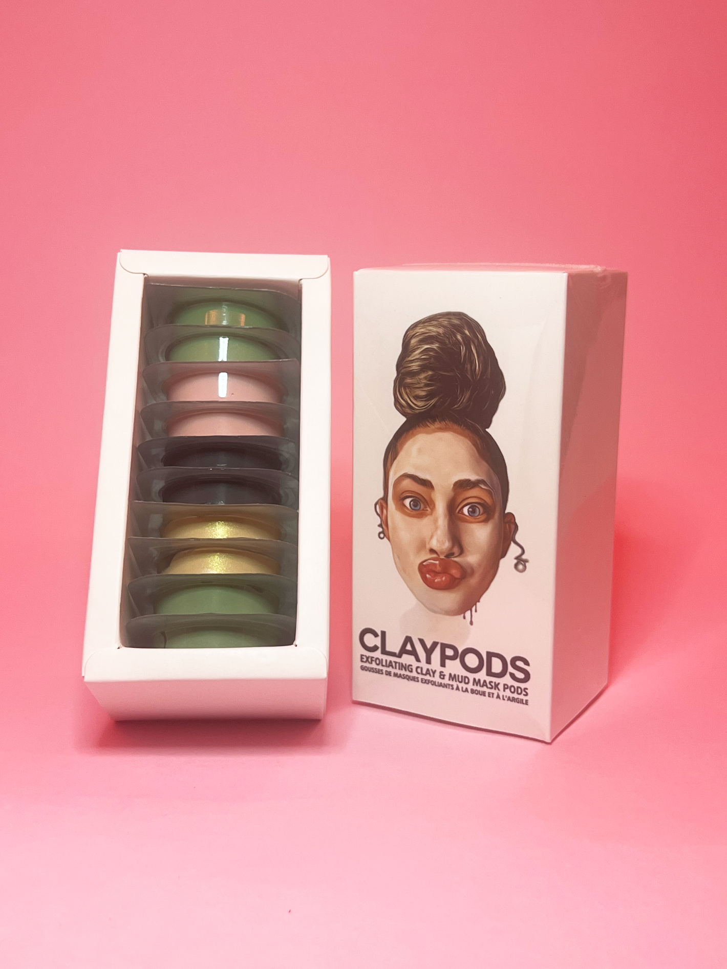 mixed clay pods mud mask product shot